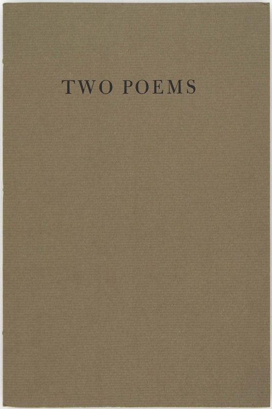 Item #17244 Two Poems (Signed First Edition). Richard Howard