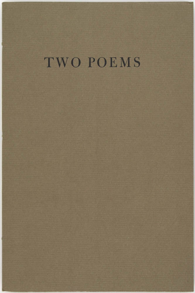 Item #17244 Two Poems (Signed First Edition). Richard Howard.