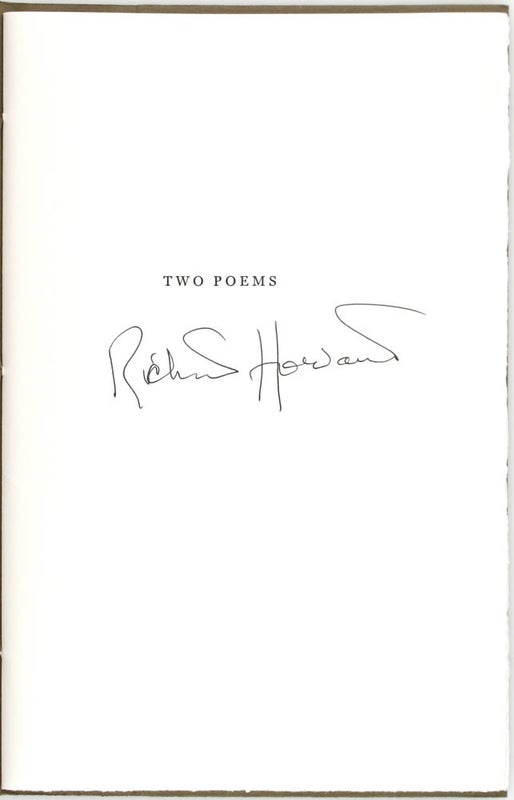 Two Poems (Signed First Edition).