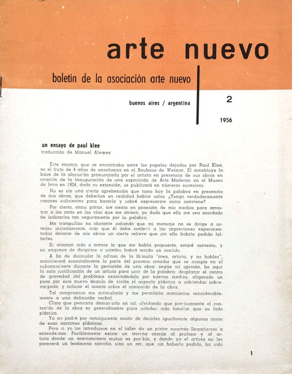 Item #21697 Arte Nuevo, Boletin de la Asociación Arte Nuevo, Issue 2. Manuel Alvarez