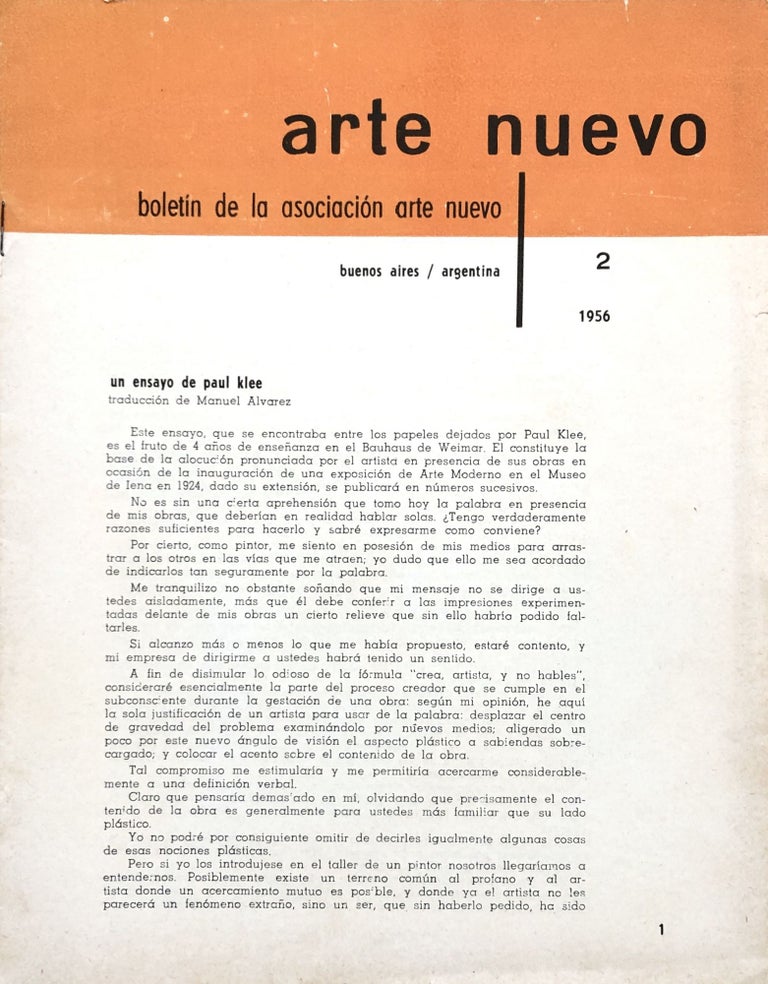 Item #21697 Arte Nuevo, Boletin de la Asociación Arte Nuevo, Issue 2. Manuel Alvarez.