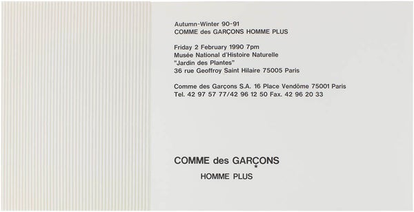 Comme des Garçons Homme Plus, Autumn-Winter 90-91 (invitation).