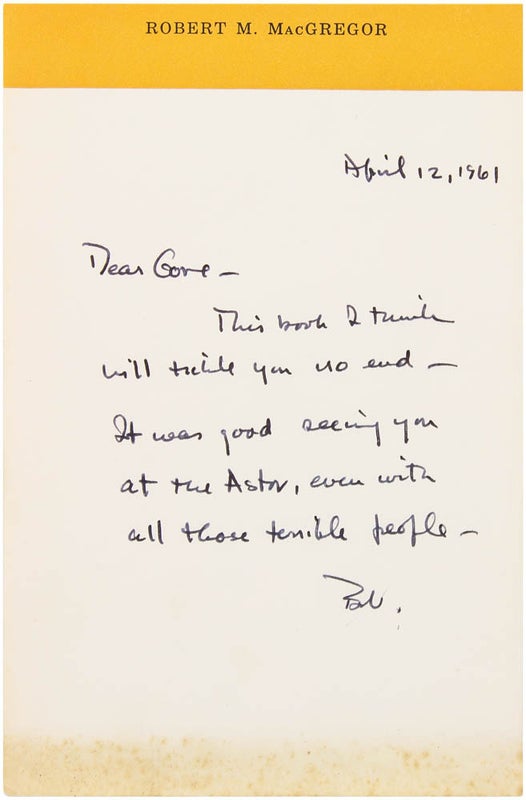 The Adventures of Maud Noakes (Gore Vidal's Copy).