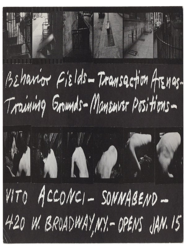 Notes on the Development of a Show (Sonnabend, New York; January 15-29, 1972) / Notes Toward Performing a Gallery Space (Signed with Announcement Card).