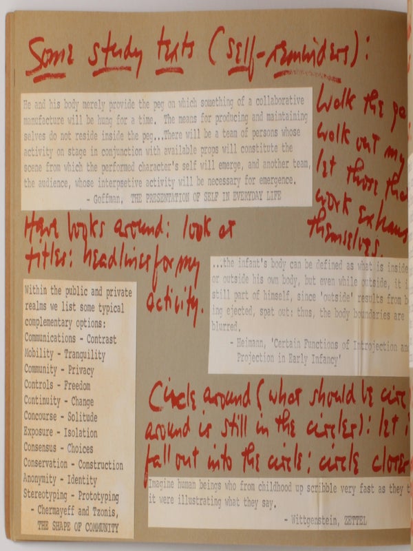 Notes on the Development of a Show (Sonnabend, New York; January 15-29, 1972) / Notes Toward Performing a Gallery Space (Signed with Announcement Card).