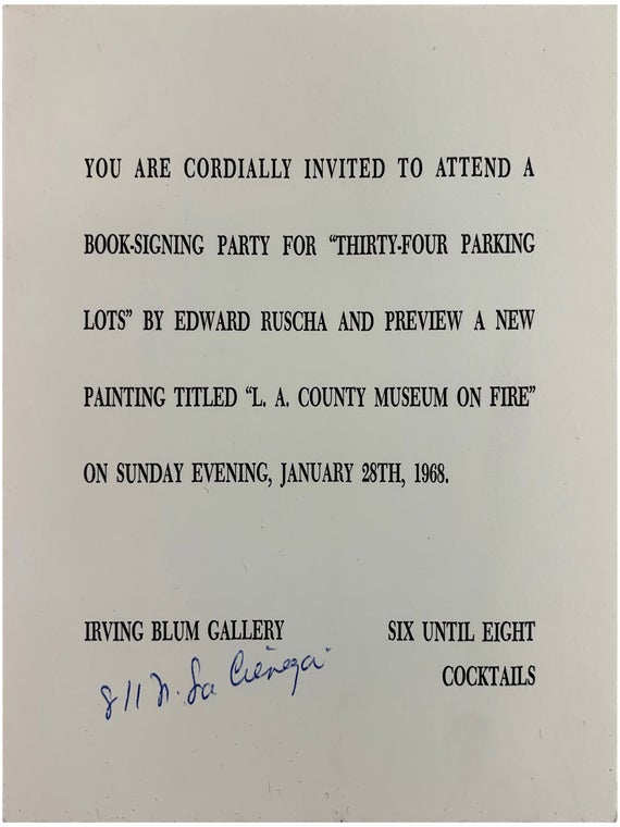 Thirtyfour Parking Lots in Los Angeles (Signed First Edition with Ephemera).