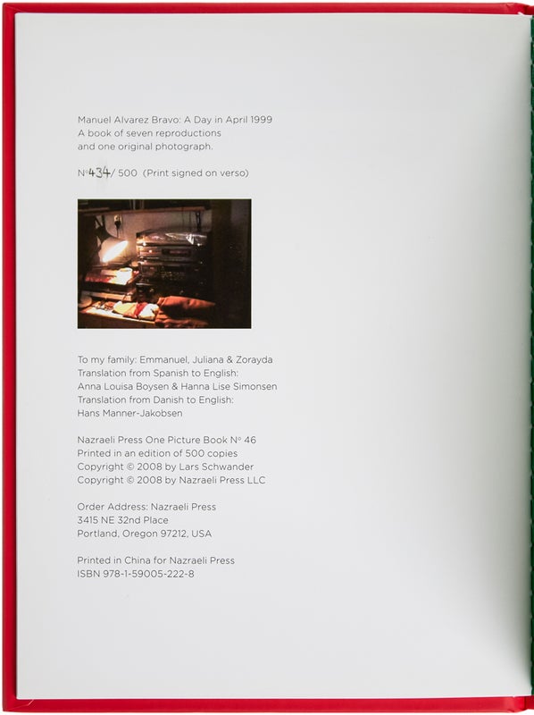 Manuel Álvarez Bravo: A Day in April 1999 (Signed Limited Edition).