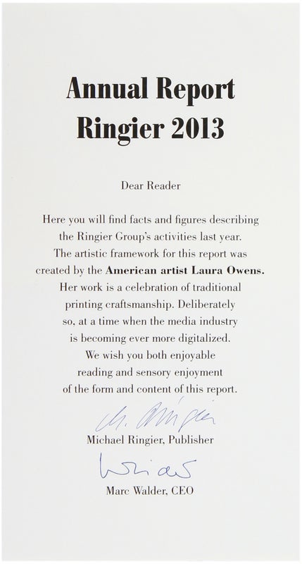 Laura Owens: Ringier Annual Report 2013 (Limited Edition).