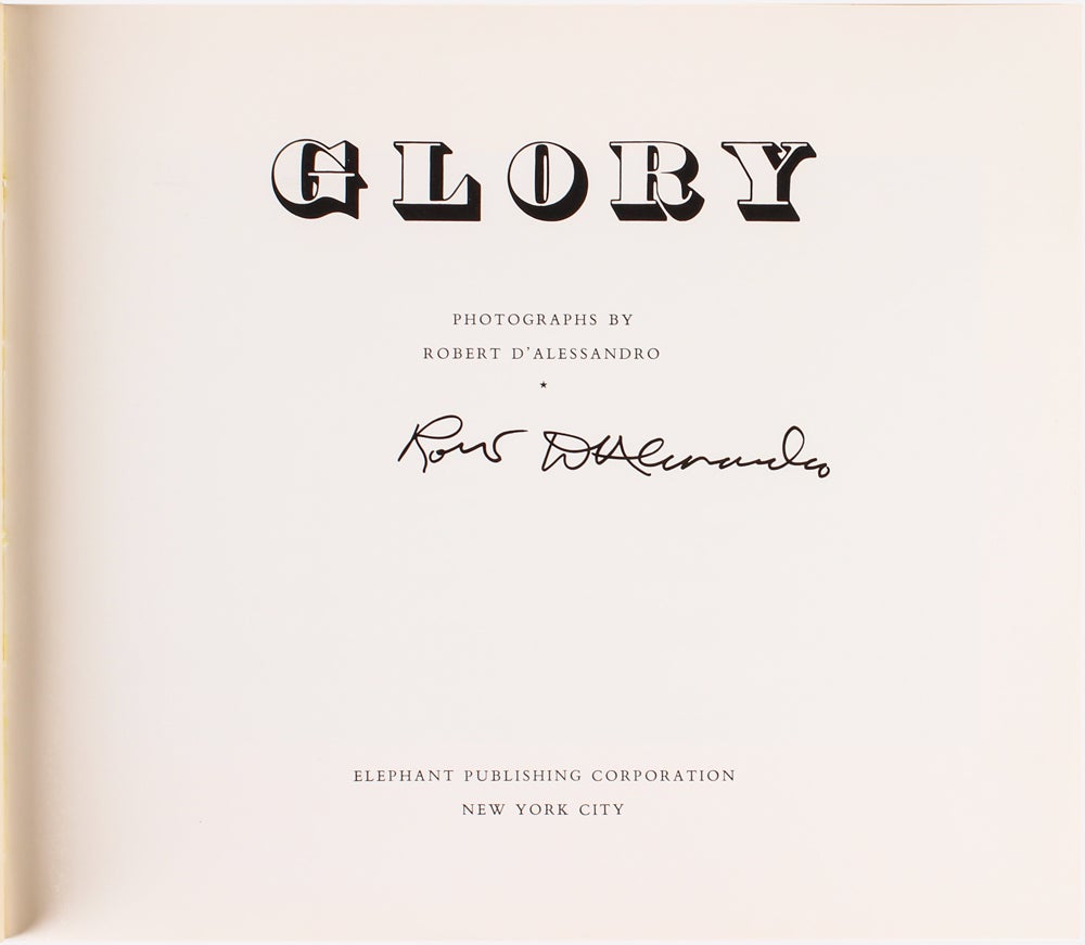 Glory Signed First Edition by Robert D'alessandro on Harper's