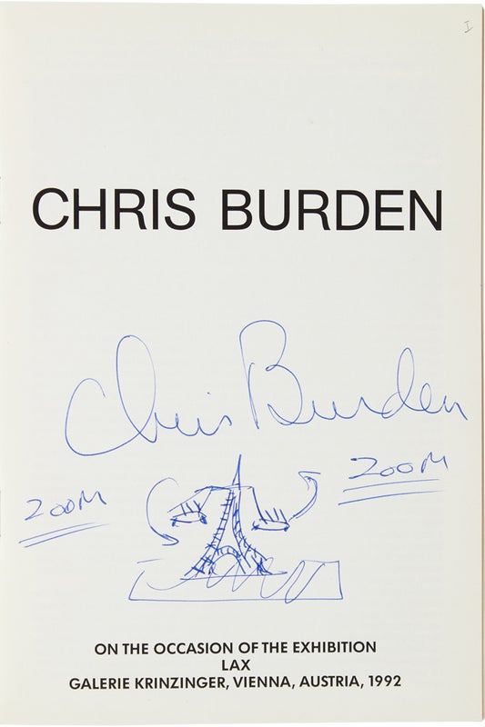 Chris Burden (Signed Artist's Book with Drawing).