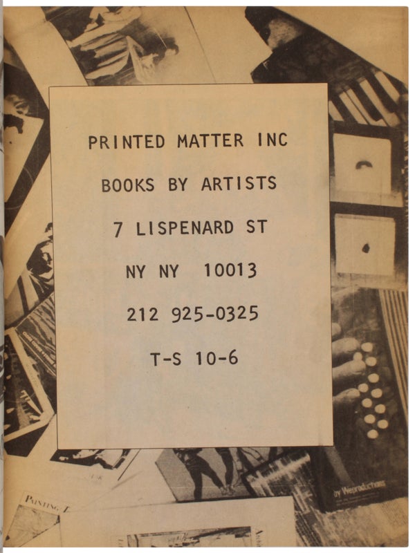 Printed Matter Inc.: Books by Artists / 1981 Catalog.