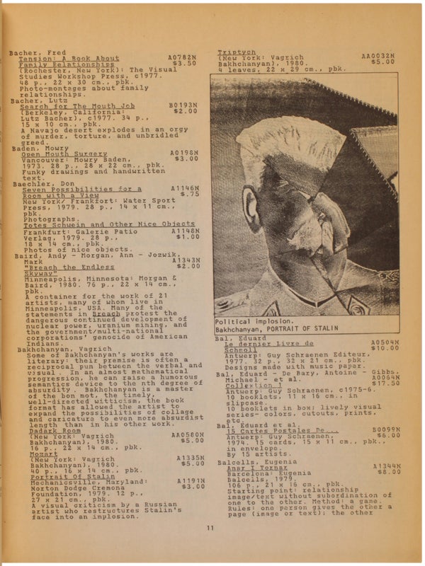 Printed Matter Inc.: Books by Artists / 1981 Catalog.