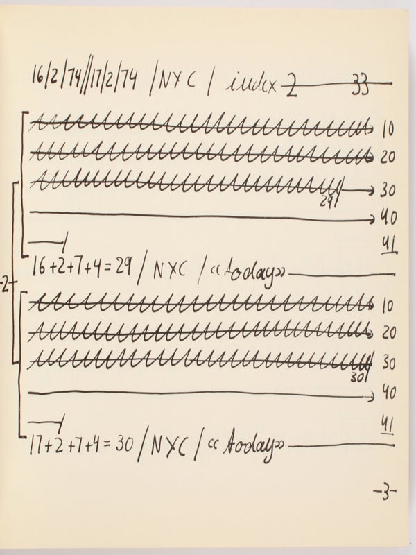 Diary N.Y.C. February 15 until March 4, 1974.