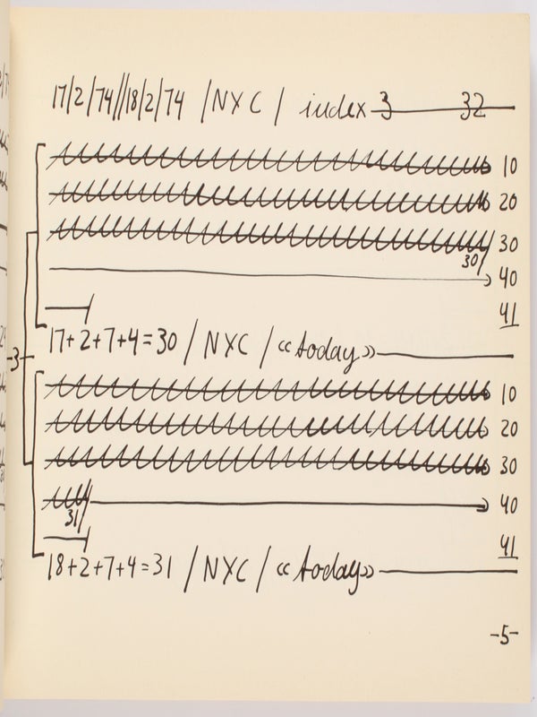 Diary N.Y.C. February 15 until March 4, 1974.
