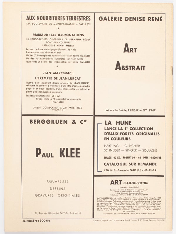 Art d'Aujourd'hui. Série 4, numéro 6, aout 1953.