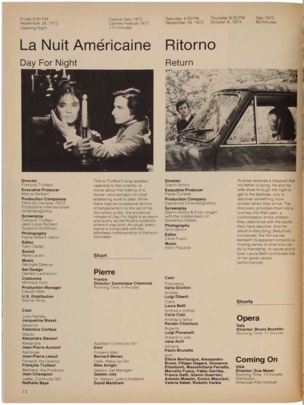 11th New York Film Festival (Programme).
