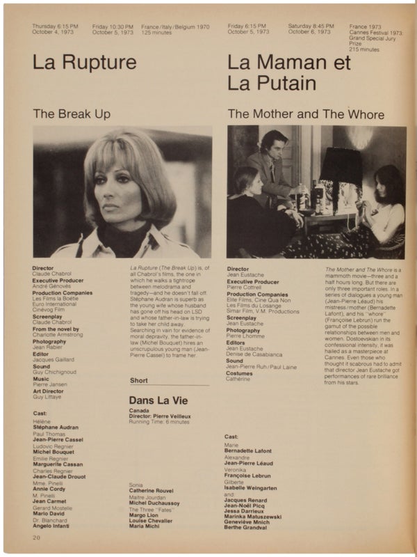 11th New York Film Festival (Programme).