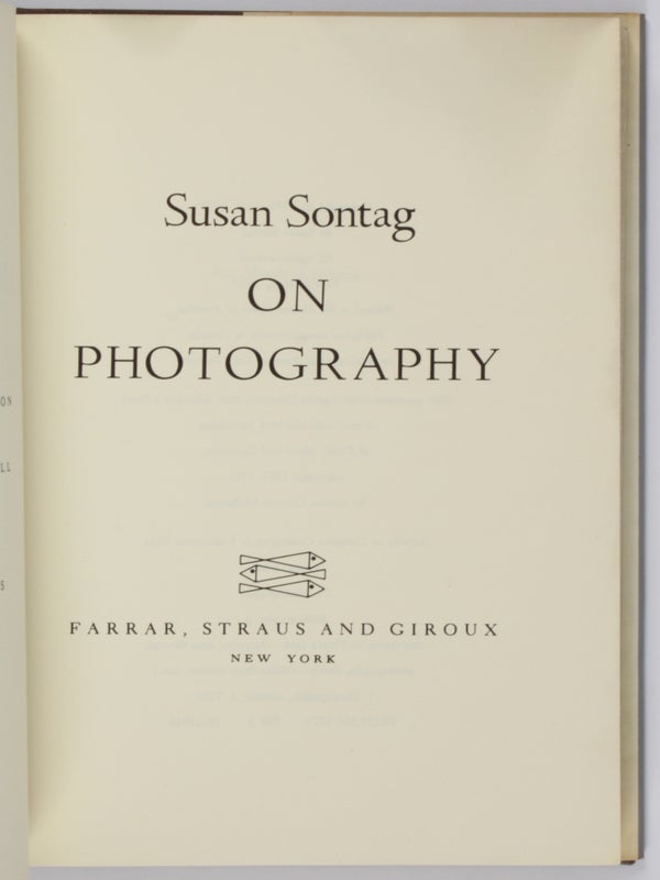On Photography (Association Copy).