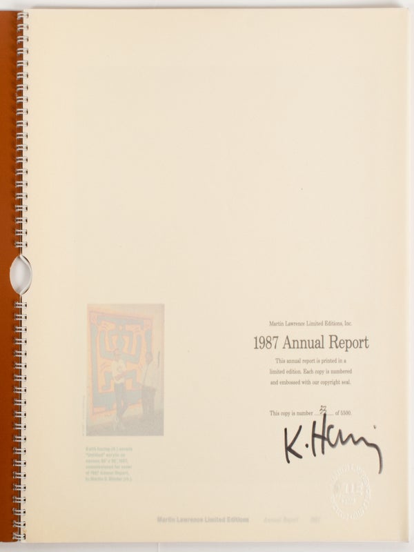 Martin Lawrence Limited Editions, Inc. 1987 Annual Report (Signed by Keith Haring).