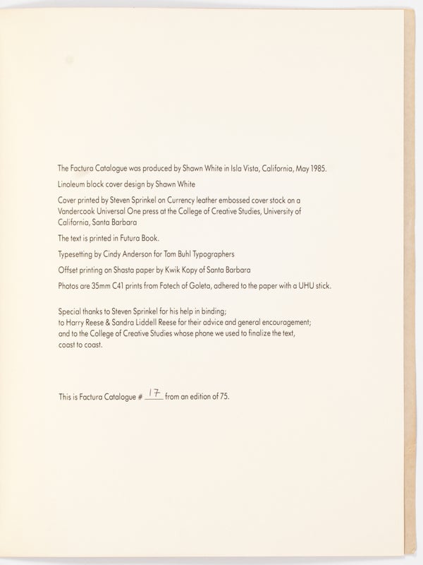 Factura: May 14 - June 15, 1985 (Limited Edition).