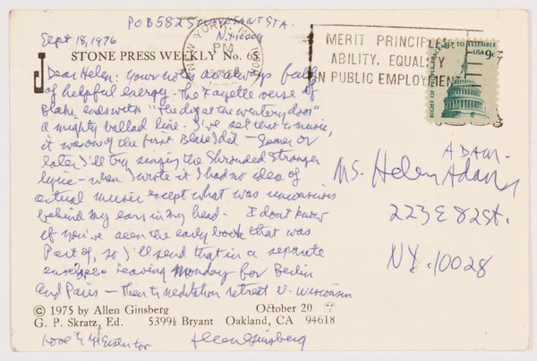 First Blues: Rags, Ballads & Harmonium Songs, 1971-74 (Association Copy with Postcard Letter).