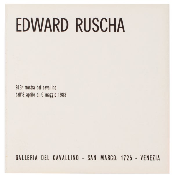 Edward Ruscha: 918a Mostra del Cavallino (Invitation).