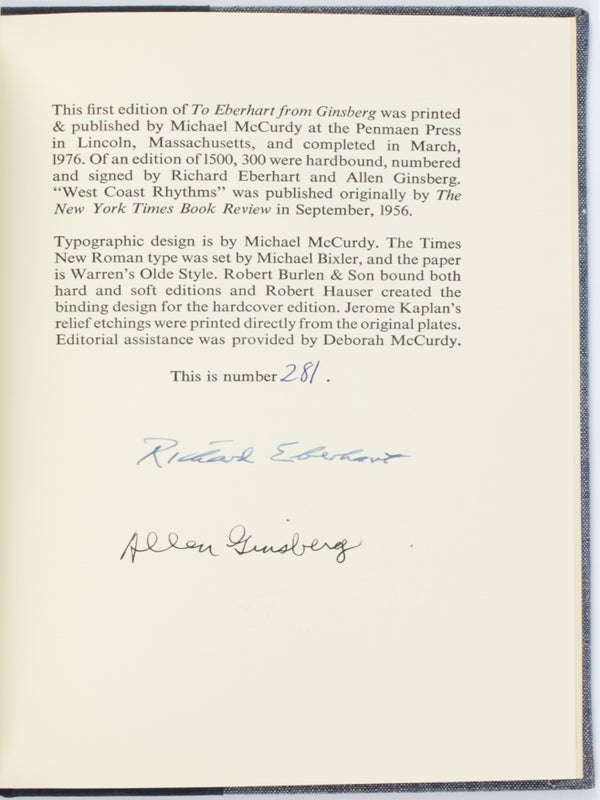 To Eberhart from Ginsberg: A Letter about Howl, 1956 (Limited Edition).