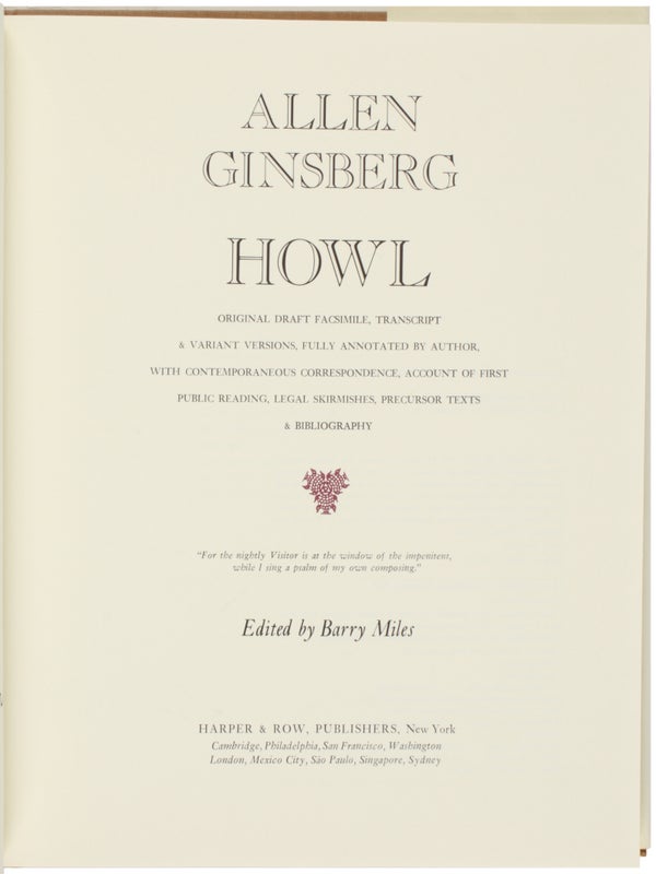 Howl: Original Draft Facsimile, Transcript & Variant Versions... (Inscribed with Drawing and Accompanying Postcard).
