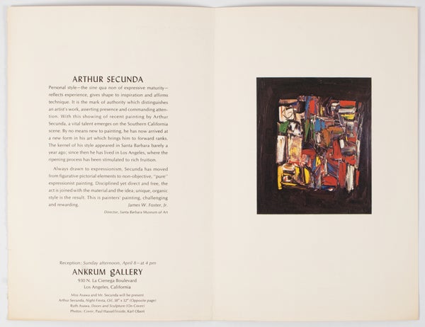 Ruth Asawa / Arthur Secunda [Exhibition Brochure].