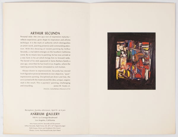 Ruth Asawa / Arthur Secunda (Exhibition Brochure).