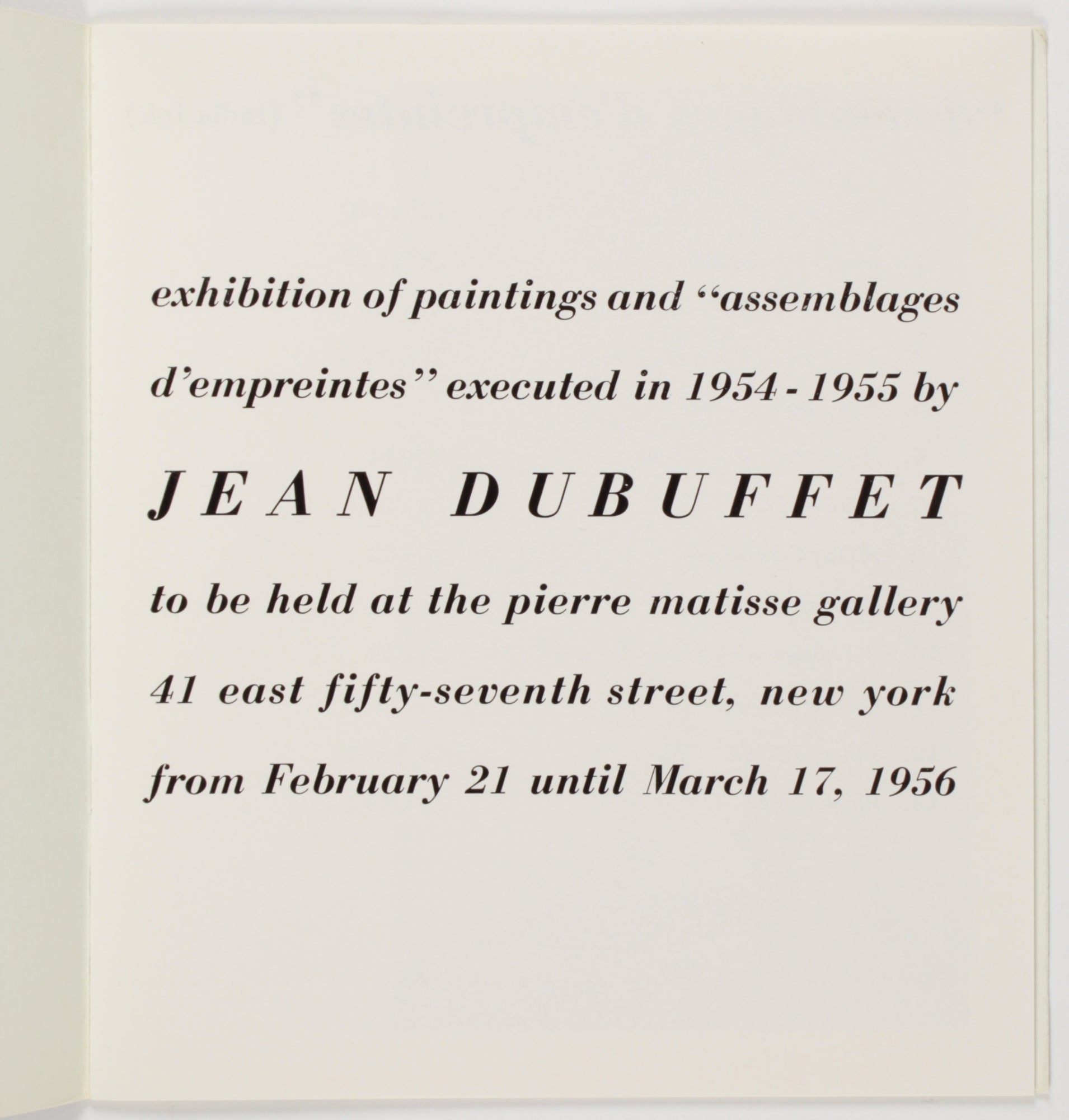 Exhibition of Paintings and Assemblages d'Empreintes Executed in
