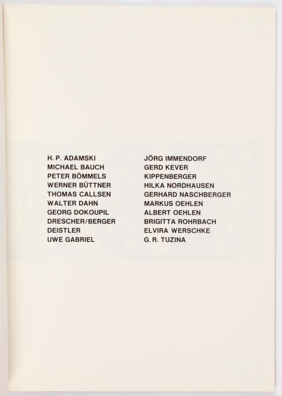 Finger für Deutschland, 27.8.80 – 11.10.80 Düsseldorf.