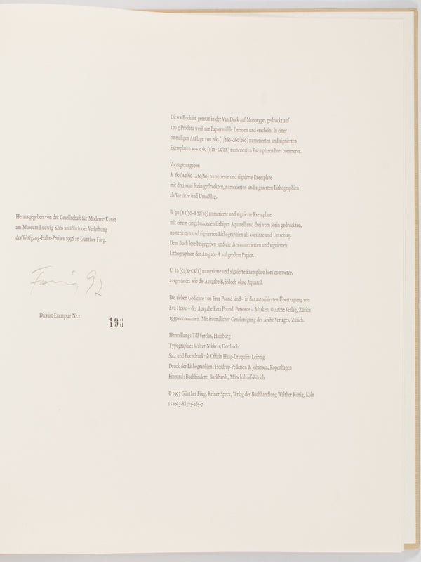 Alba: 7 Gedichte von Ezra Pound (Signed with Illustrated Prospectus).