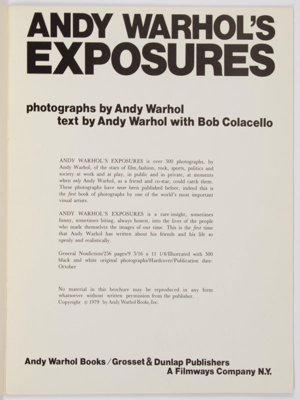 Andy Warhol's Exposures (Prospectus).