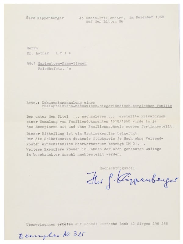 Nachzulesen … Briefe und Lebenserinnerungen aus der Ahnenfamilie unserer Kinder (Inscribed with Letter).