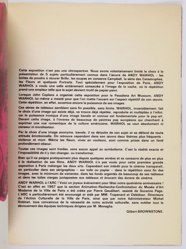 Andy Warhol: Musée d'Art Moderne de la Ville de Paris.