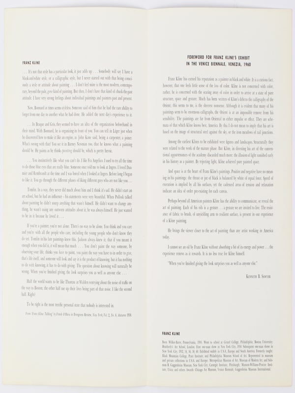 New Arts Gallery Presents: Recent Paintings and Drawings by Franz Kline (Two Volumes).