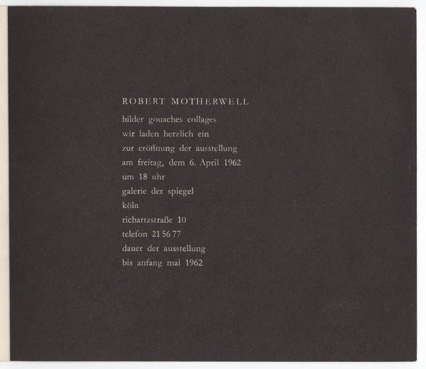 Robert Motherwell: Collages (Proof Exhibition Poster).