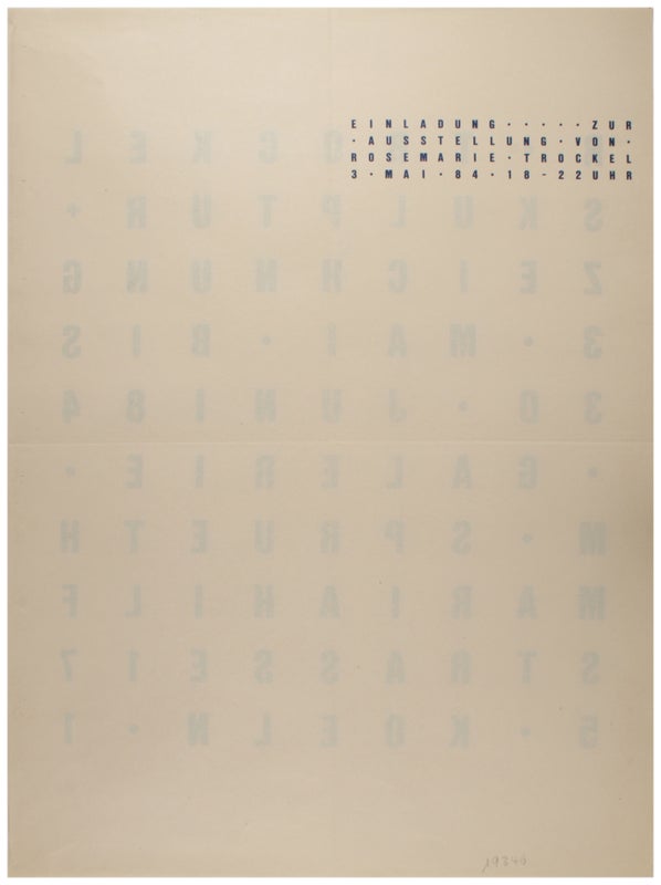 R. Trockel: Skulptur + Zeichnung (Exhibition Poster).