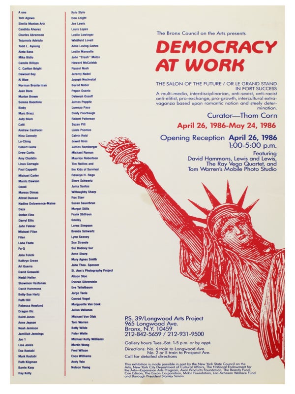 Item #31554 Democracy at Work: The Salon of the Future (Announcement). David Hammons, Martin...