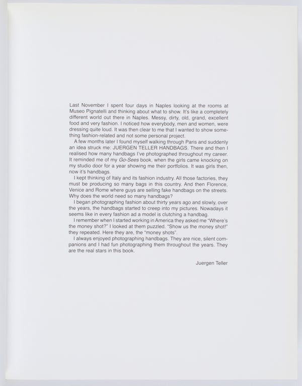 Juergen Teller: Handbags (Inscribed).