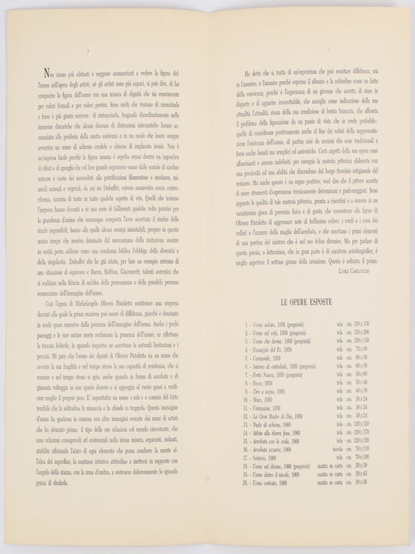 Pistoletto (First Exhibition Catalogue).