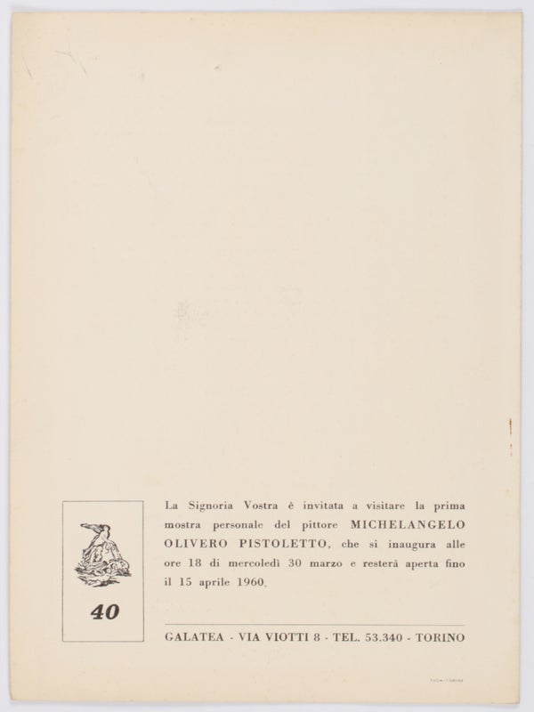 Pistoletto (First Exhibition Catalogue).