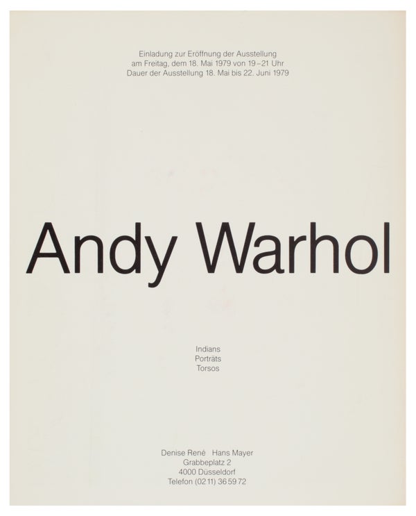 Andy Warhol: Indians, Porträts, Torsos (Exhibition Brochure).