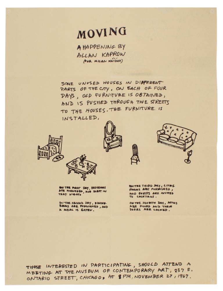 Item #31908 Moving: A Happening by Allan Kaprow (for Milan Knizak). Allan Kaprow.