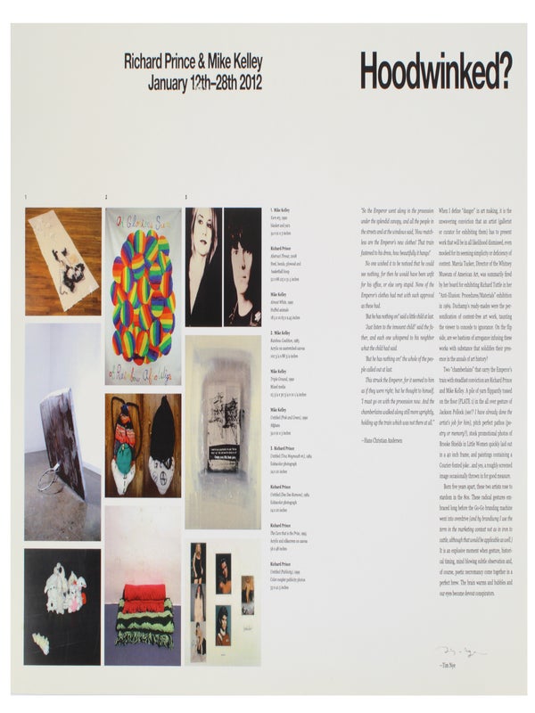 Item #31928 Hoodwinked? (Leaflet from Mike Kelley's Final Show). Mike Kelley, Richard Prince