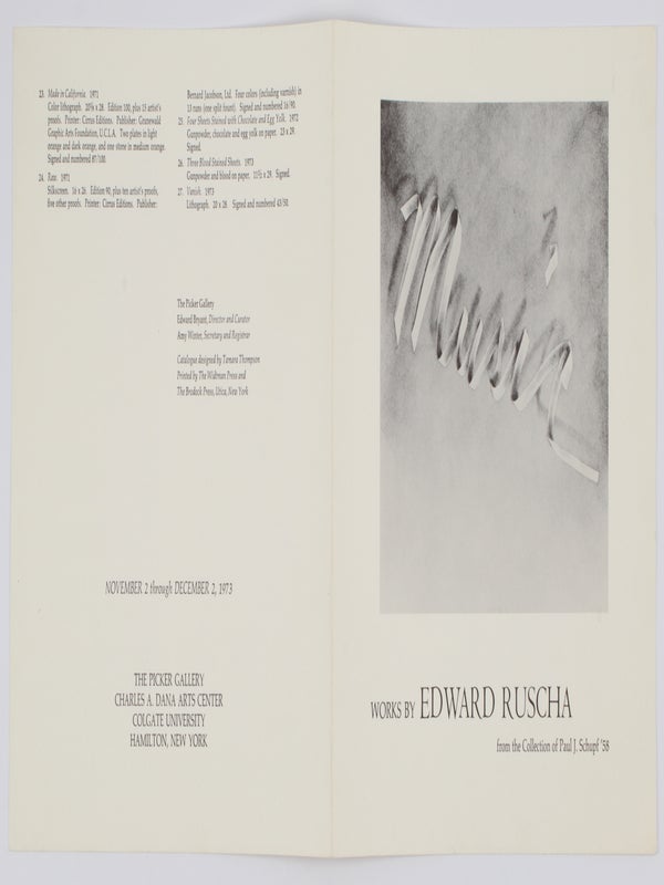 Works by Edward Ruscha from the Collection of Paul J. Schupf '58.