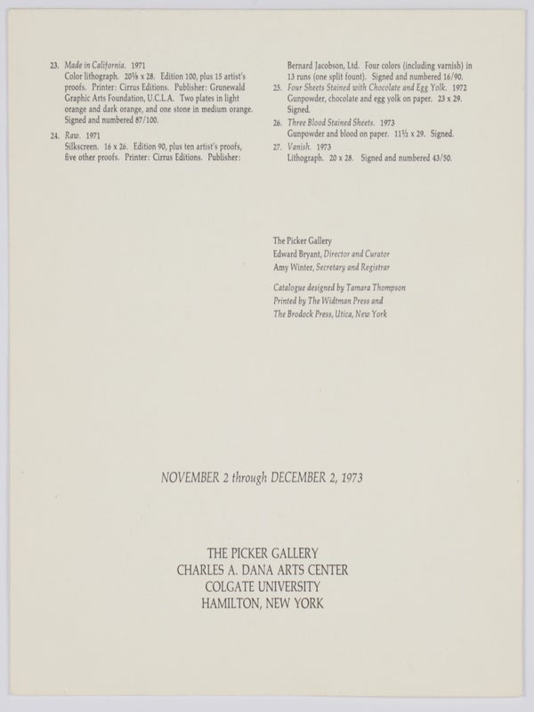 Works by Edward Ruscha from the Collection of Paul J. Schupf '58.