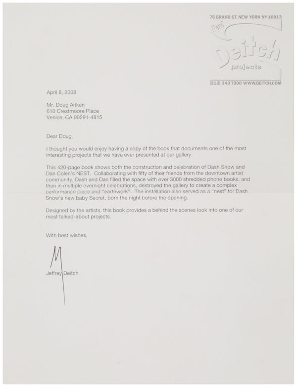 Nest (with Cover Letter from Jeffrey Deitch),