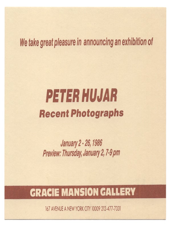 Item #32258 Peter Hujar: Recent Photographs (Announcement Card). Peter Hujar